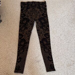 Free People Black and Brown Patterned Leggings